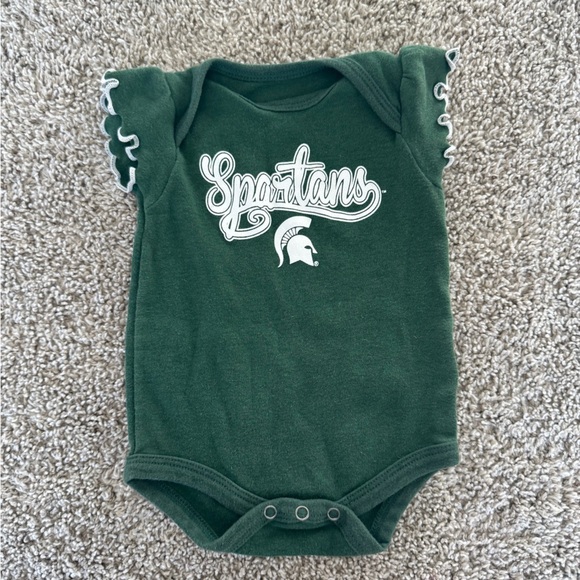 Michigan State Spartans Baby Girl Bodysuit Set Pink & Green- Size 0-3 Months - Picture 9 of 13